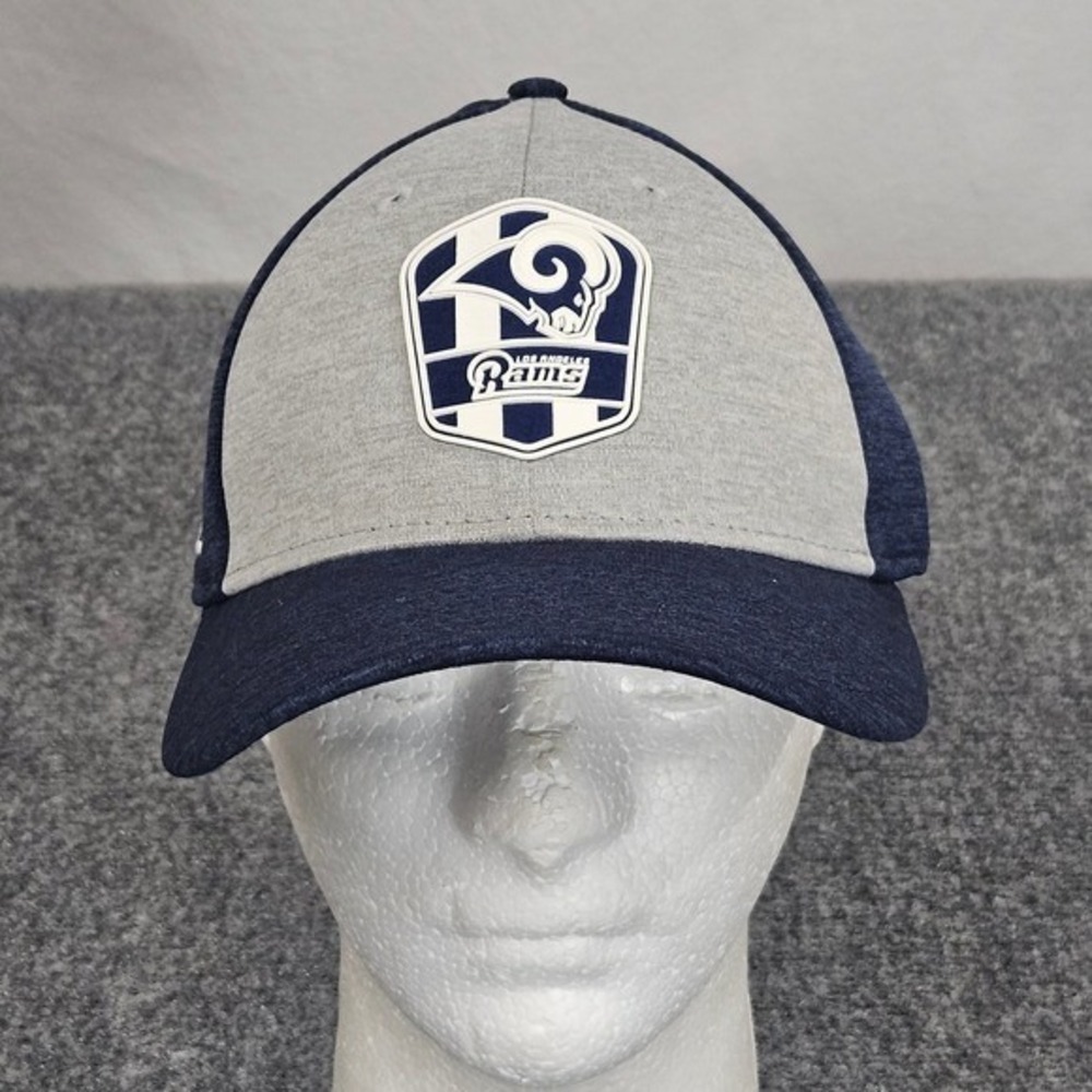Los Angeles Rams Mens M L Navy Grey Heathered New Era Hat 39THIRTY NFL Gear Cap